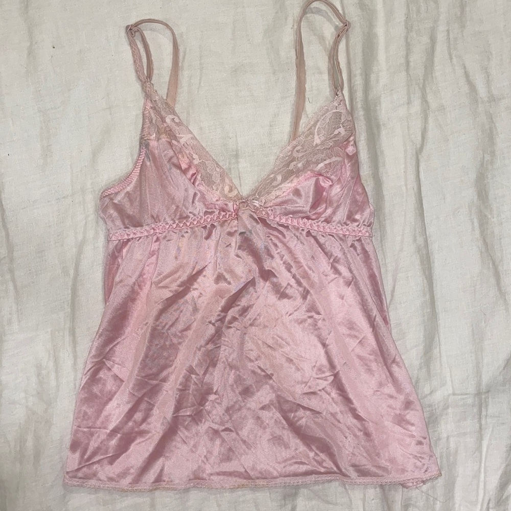 Pink Silk Lace Tank